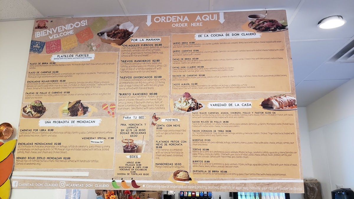 Carnitas Don Claudio Menu - Image 1