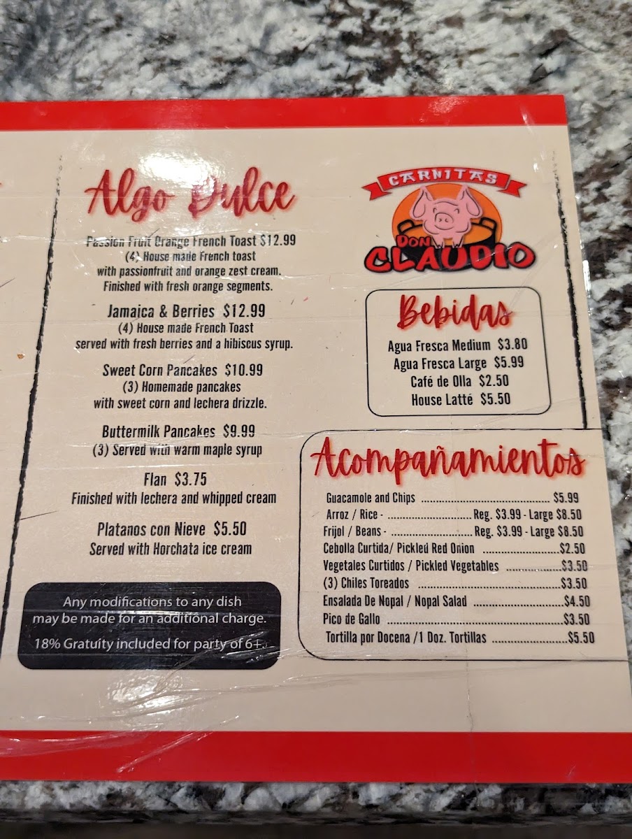 Carnitas Don Claudio Menu - Image 3